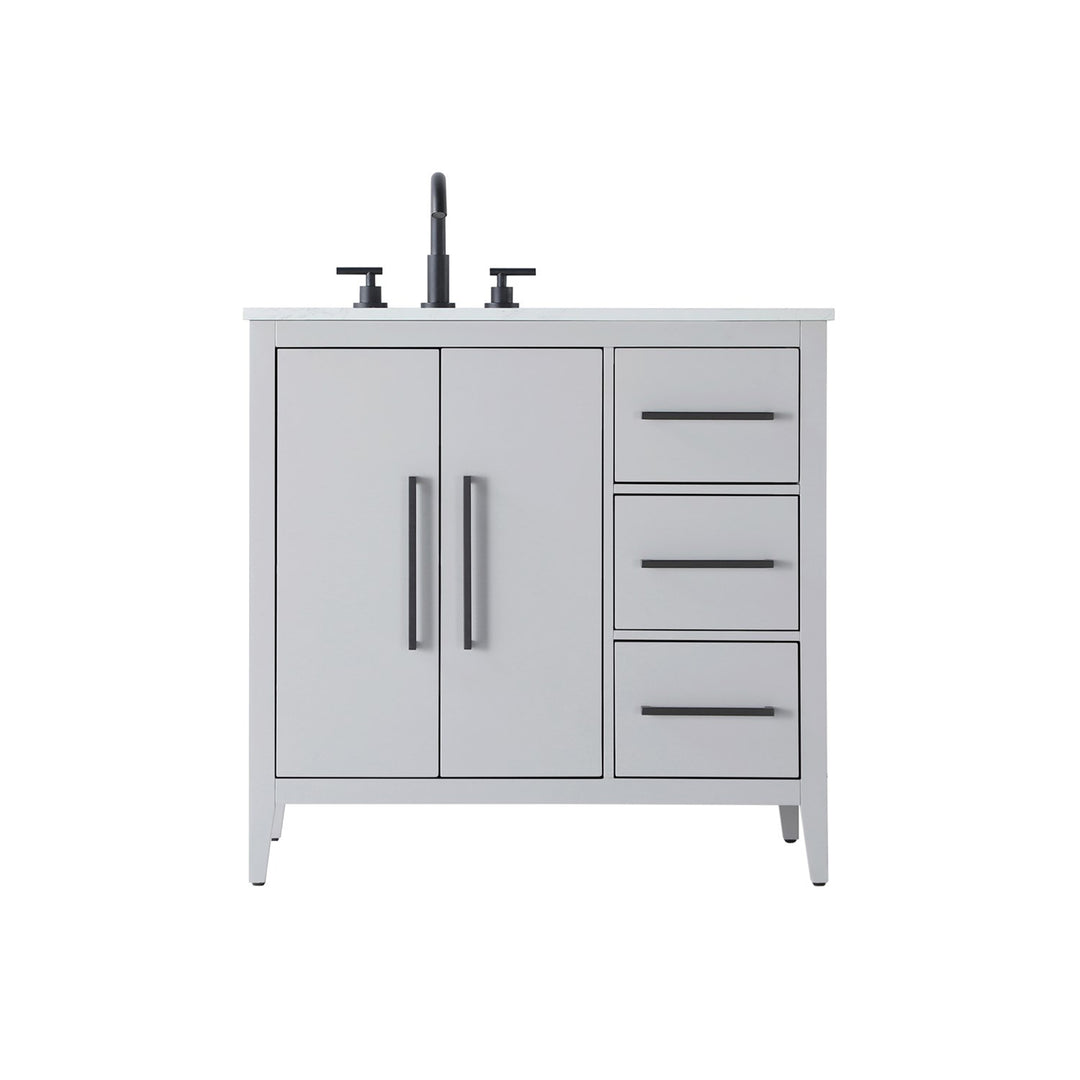 36 Inch Single Bathroom Vanity In Grey - View 3 - Joshua Marshal