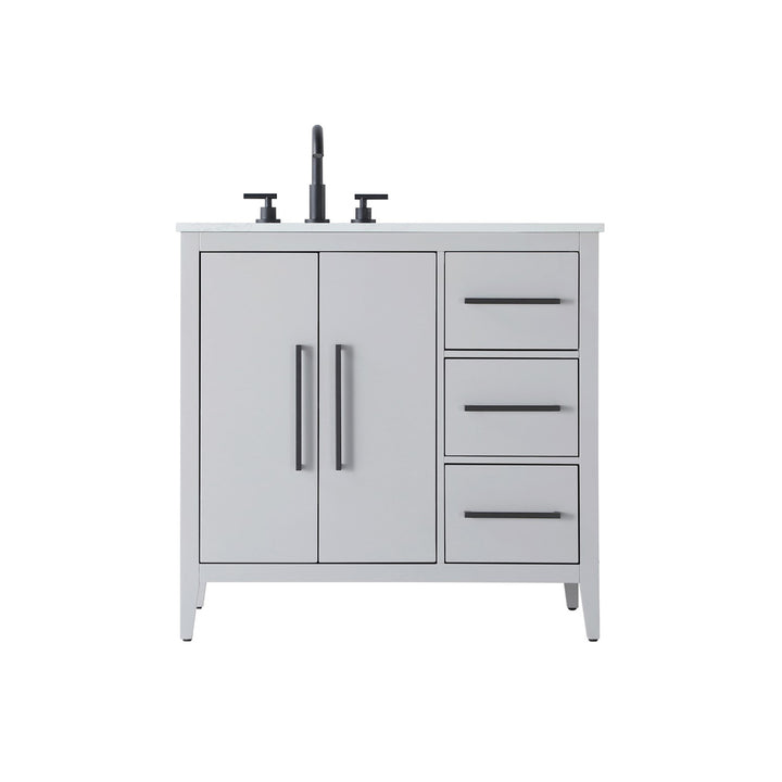 36 Inch Single Bathroom Vanity In Grey - View 3 - Joshua Marshal