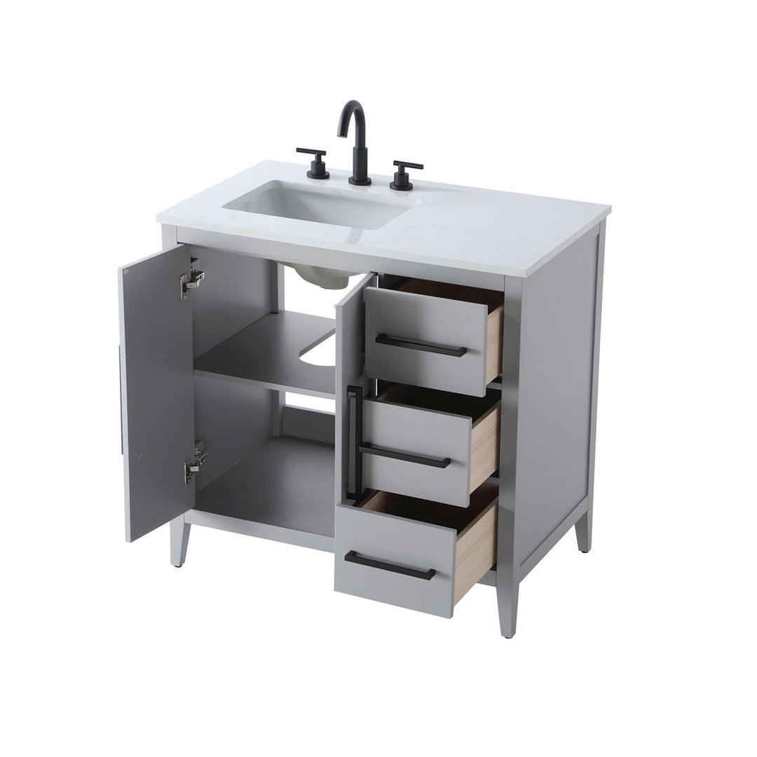 36 Inch Single Bathroom Vanity In Grey - View 4 - Joshua Marshal