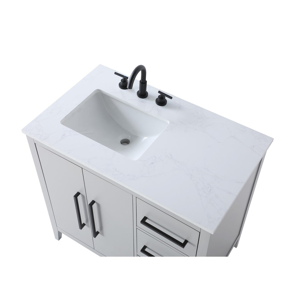 36 Inch Single Bathroom Vanity In Grey - View 5 - Joshua Marshal