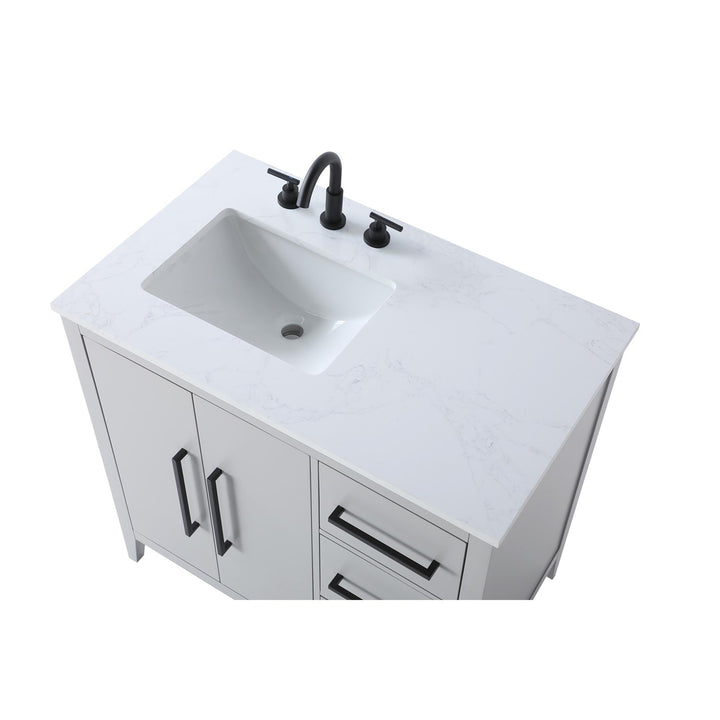 36 Inch Single Bathroom Vanity In Grey - View 5 - Joshua Marshal