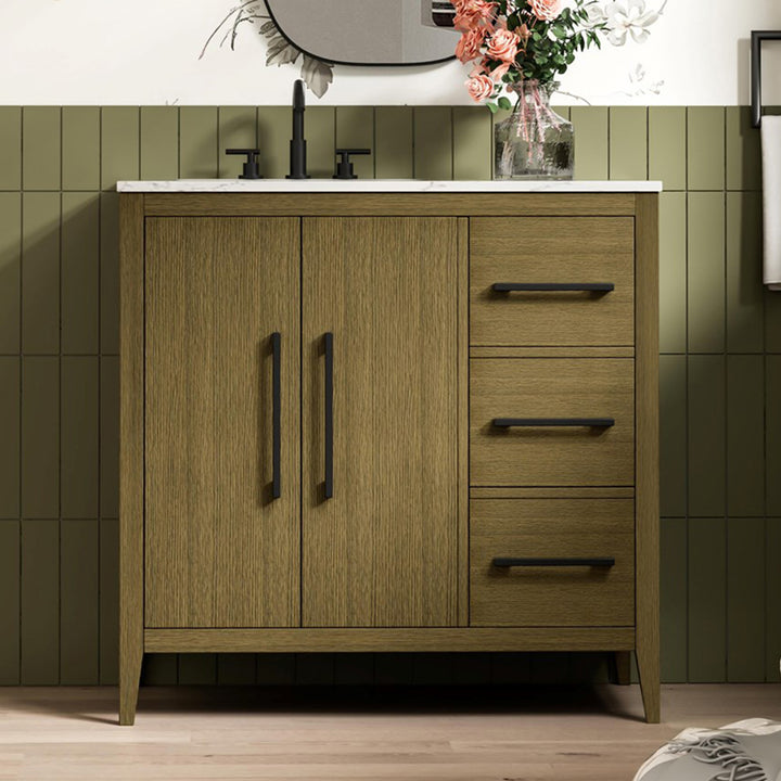 36 Inch Single Bathroom Vanity In Chestnut Brown Chestnut Brown Finish - KITCHEN & BATH by Joshua Marshal