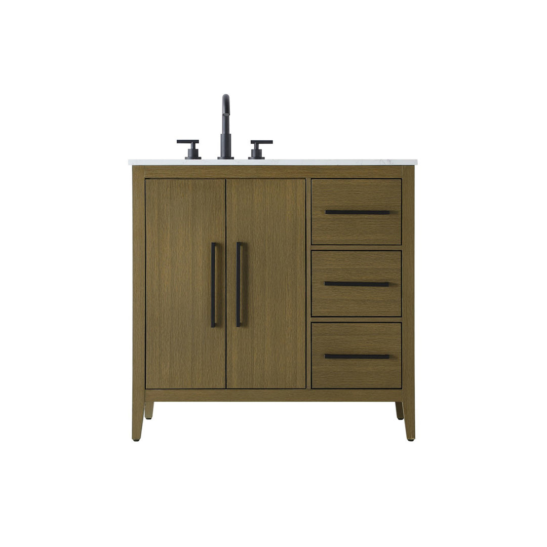 36 Inch Single Bathroom Vanity In Chestnut Brown - View 3 - Joshua Marshal