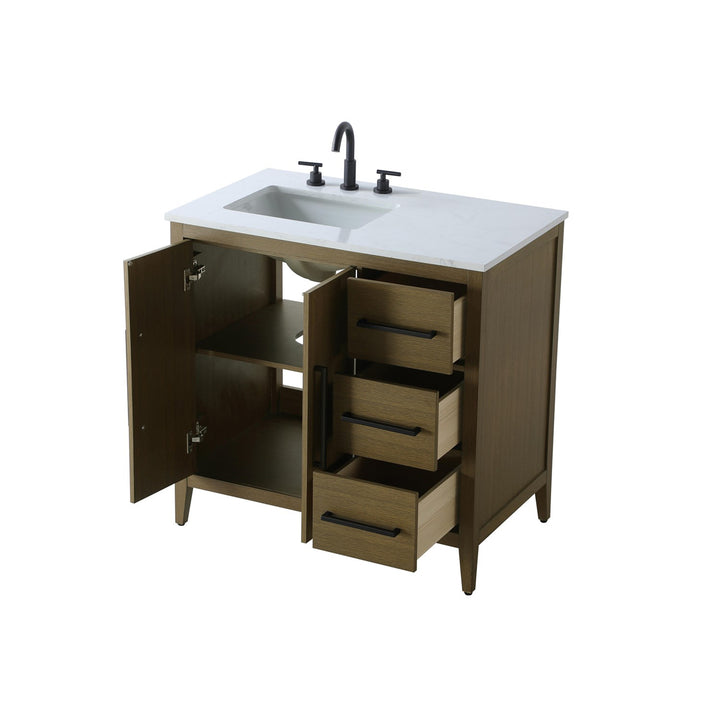 36 Inch Single Bathroom Vanity In Chestnut Brown - View 4 - Joshua Marshal