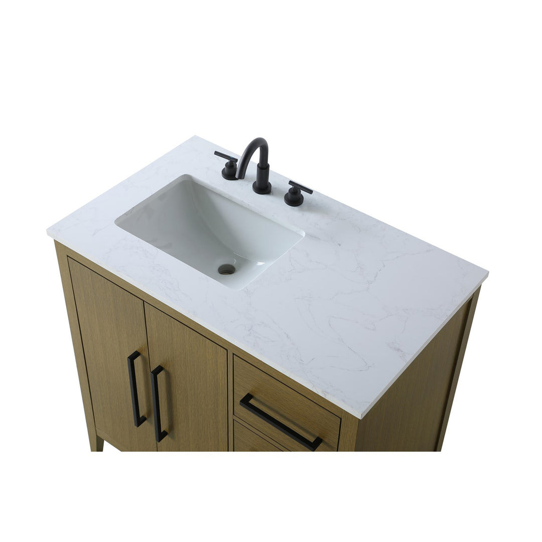 36 Inch Single Bathroom Vanity In Chestnut Brown - View 5 - Joshua Marshal