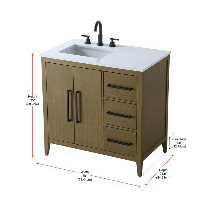 36 Inch Single Bathroom Vanity In Chestnut Brown - View 6 - Joshua Marshal