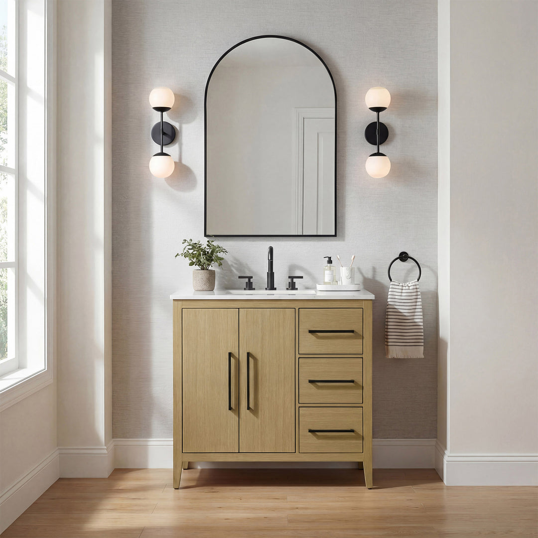 36 Inch Single Bathroom Vanity In Honey Brown - View 2 - Joshua Marshal