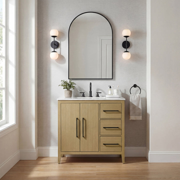 36 Inch Single Bathroom Vanity In Honey Brown - View 2 - Joshua Marshal
