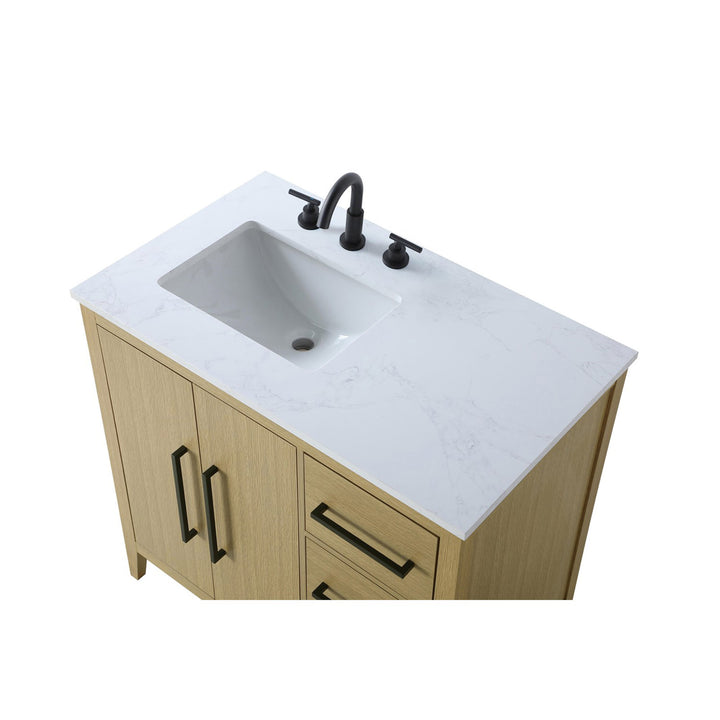 36 Inch Single Bathroom Vanity In Honey Brown - View 6 - Joshua Marshal