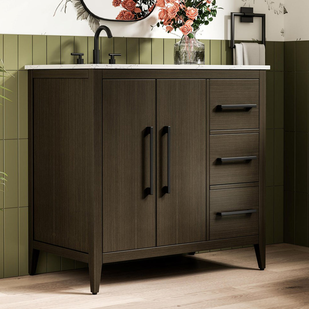 36 Inch Single Bathroom Vanity In Mocha Brown Mocha Brown Finish - KITCHEN & BATH by Joshua Marshal