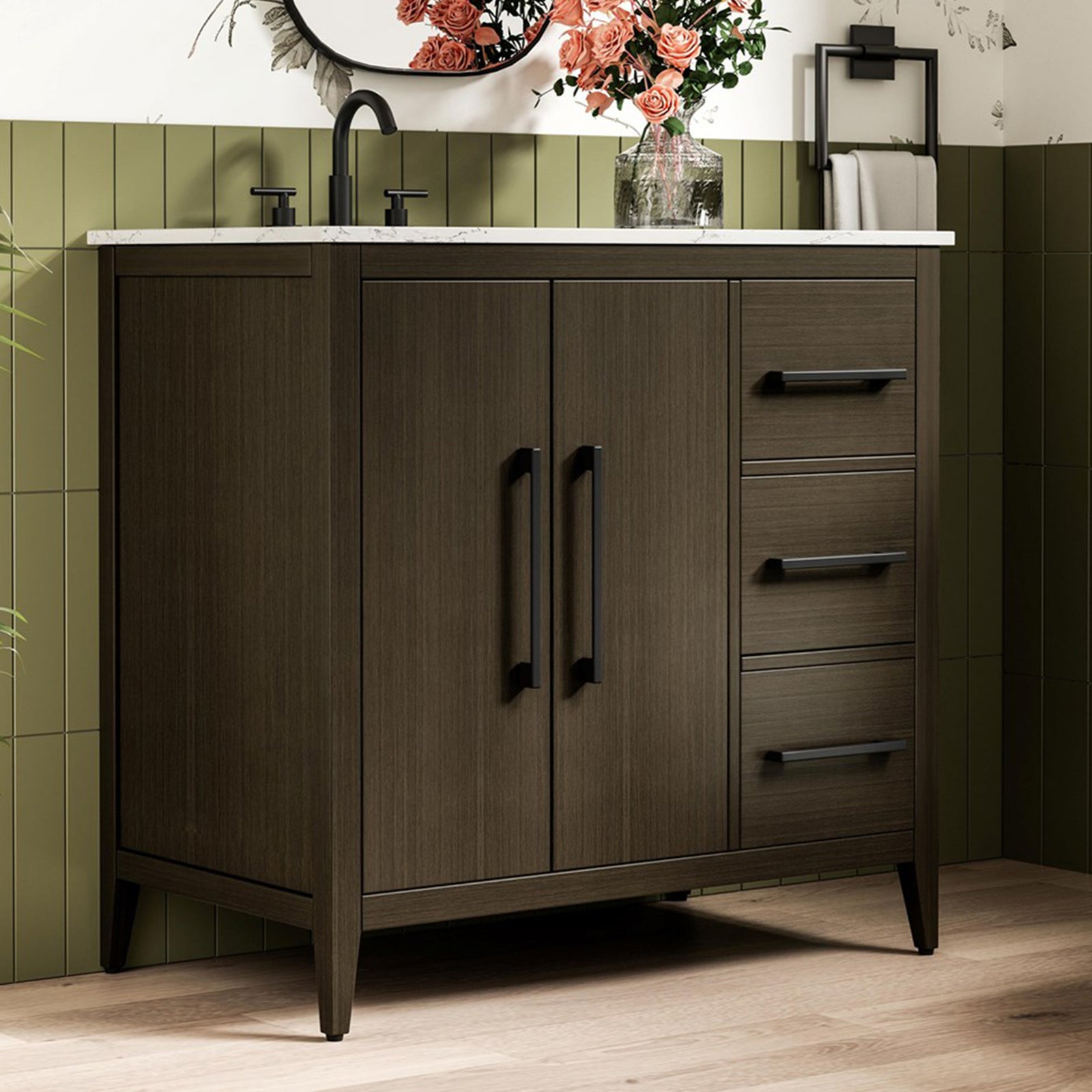 36 Inch Single Bathroom Vanity In Mocha Brown Mocha Brown Finish - KITCHEN & BATH by Joshua Marshal