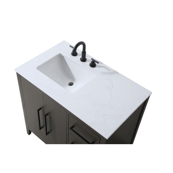 36 Inch Single Bathroom Vanity In Mocha Brown - View 5 - Joshua Marshal