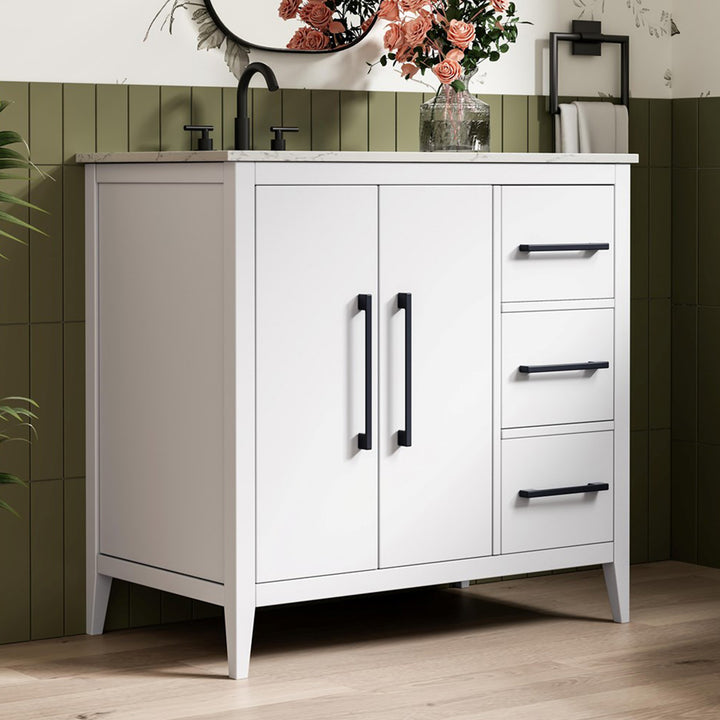 36 Inch Single Bathroom Vanity In White White Finish - KITCHEN & BATH by Joshua Marshal