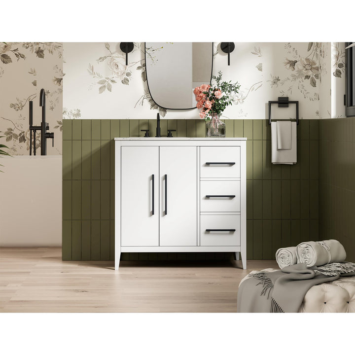 36 Inch Single Bathroom Vanity In White - View 2 - Joshua Marshal