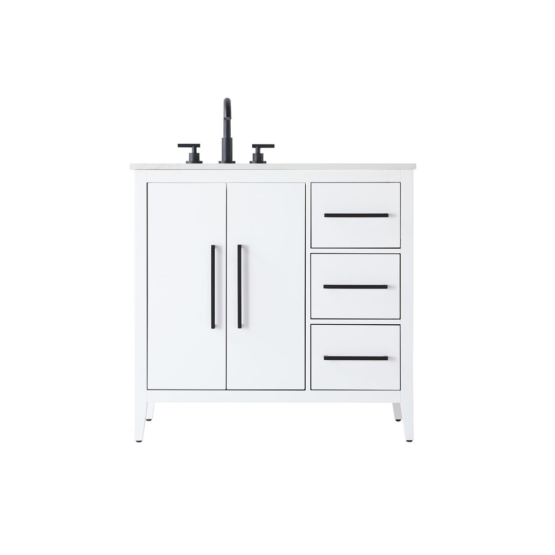 36 Inch Single Bathroom Vanity In White - View 3 - Joshua Marshal
