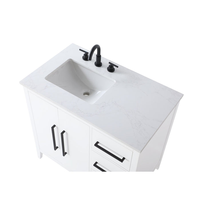 36 Inch Single Bathroom Vanity In White - View 5 - Joshua Marshal