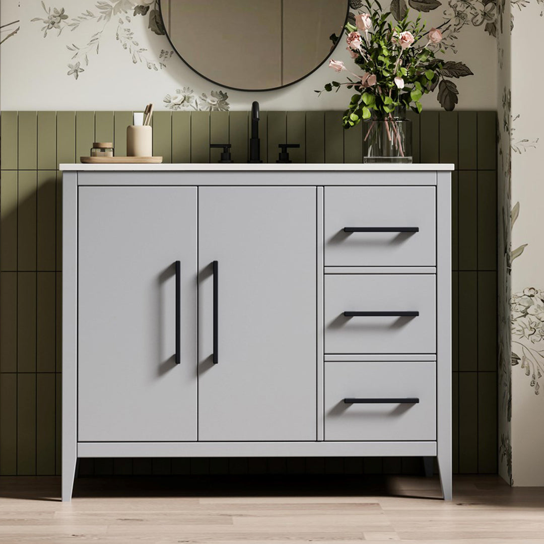 42 Inch Single Bathroom Vanity In Grey Grey Finish - KITCHEN & BATH by Joshua Marshal