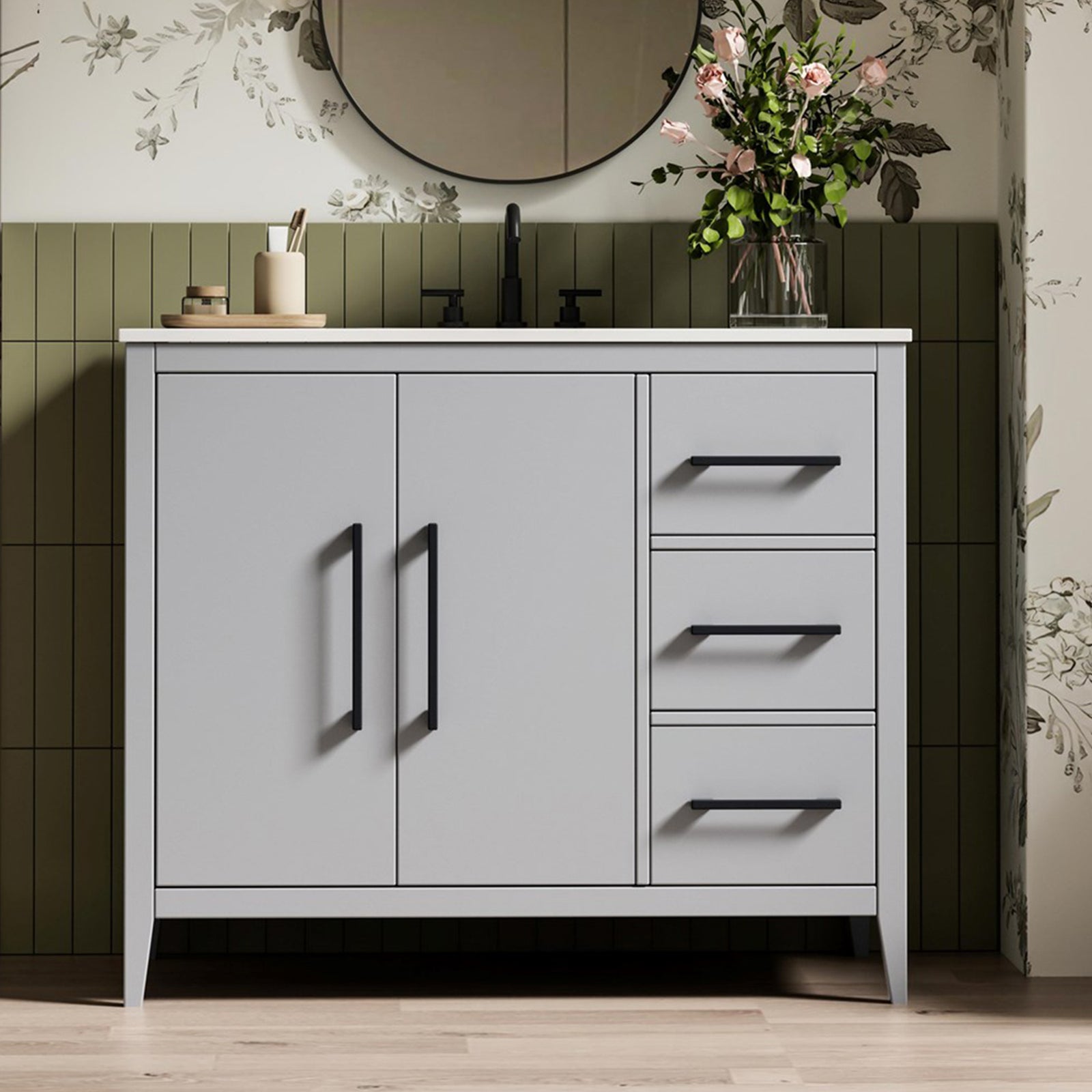 42 Inch Single Bathroom Vanity In Grey Grey Finish - KITCHEN & BATH by Joshua Marshal