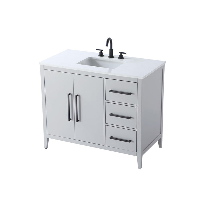 42 Inch Single Bathroom Vanity In Grey - View 4 - Joshua Marshal