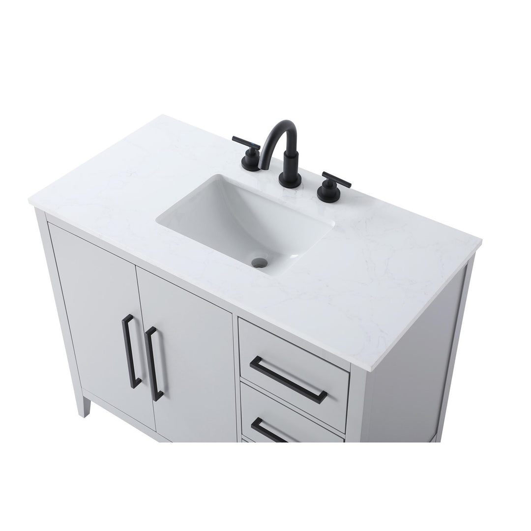 42 Inch Single Bathroom Vanity In Grey - View 6 - Joshua Marshal