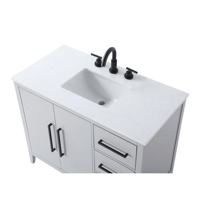 42 Inch Single Bathroom Vanity In Grey - View 6 - Joshua Marshal