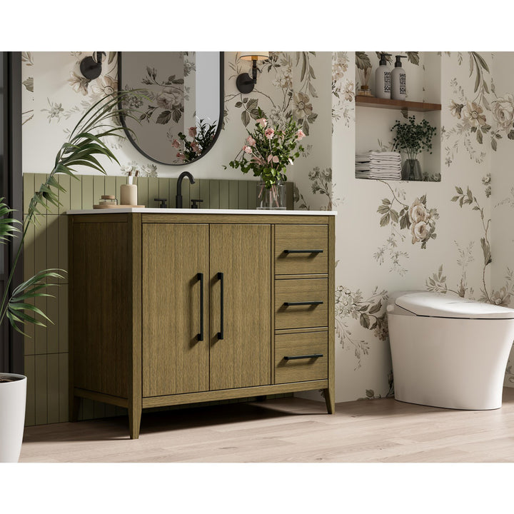 42 Inch Single Bathroom Vanity In Chestnut Brown - View 2 - Joshua Marshal
