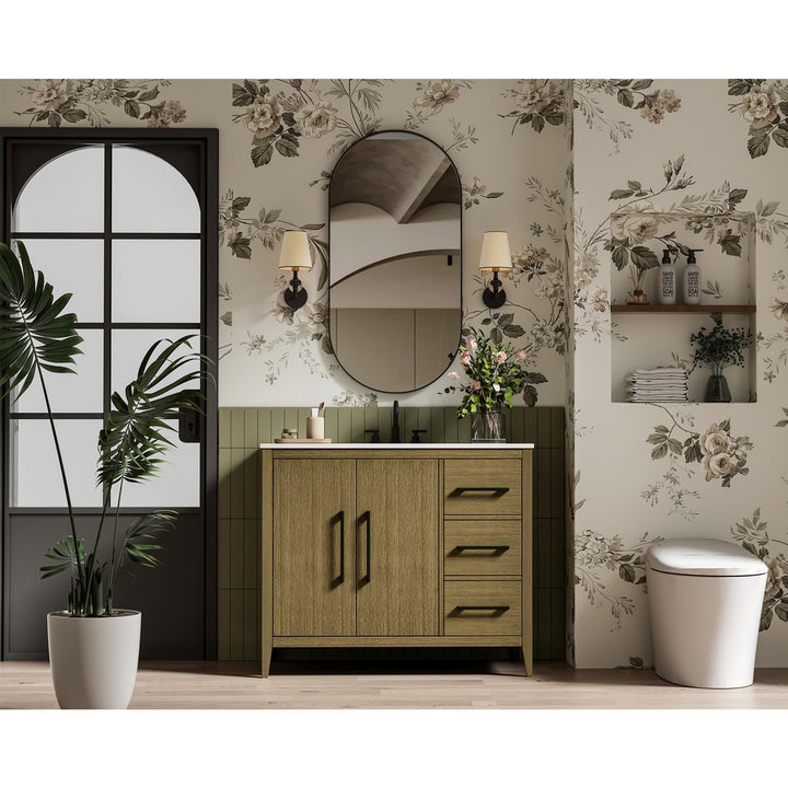 42 Inch Single Bathroom Vanity In Chestnut Brown - View 3 - Joshua Marshal