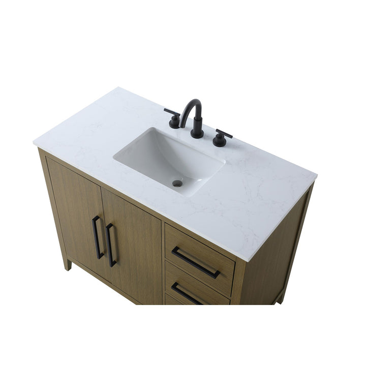 42 Inch Single Bathroom Vanity In Chestnut Brown - View 5 - Joshua Marshal