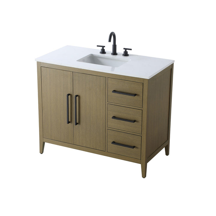42 Inch Single Bathroom Vanity In Chestnut Brown - View 6 - Joshua Marshal