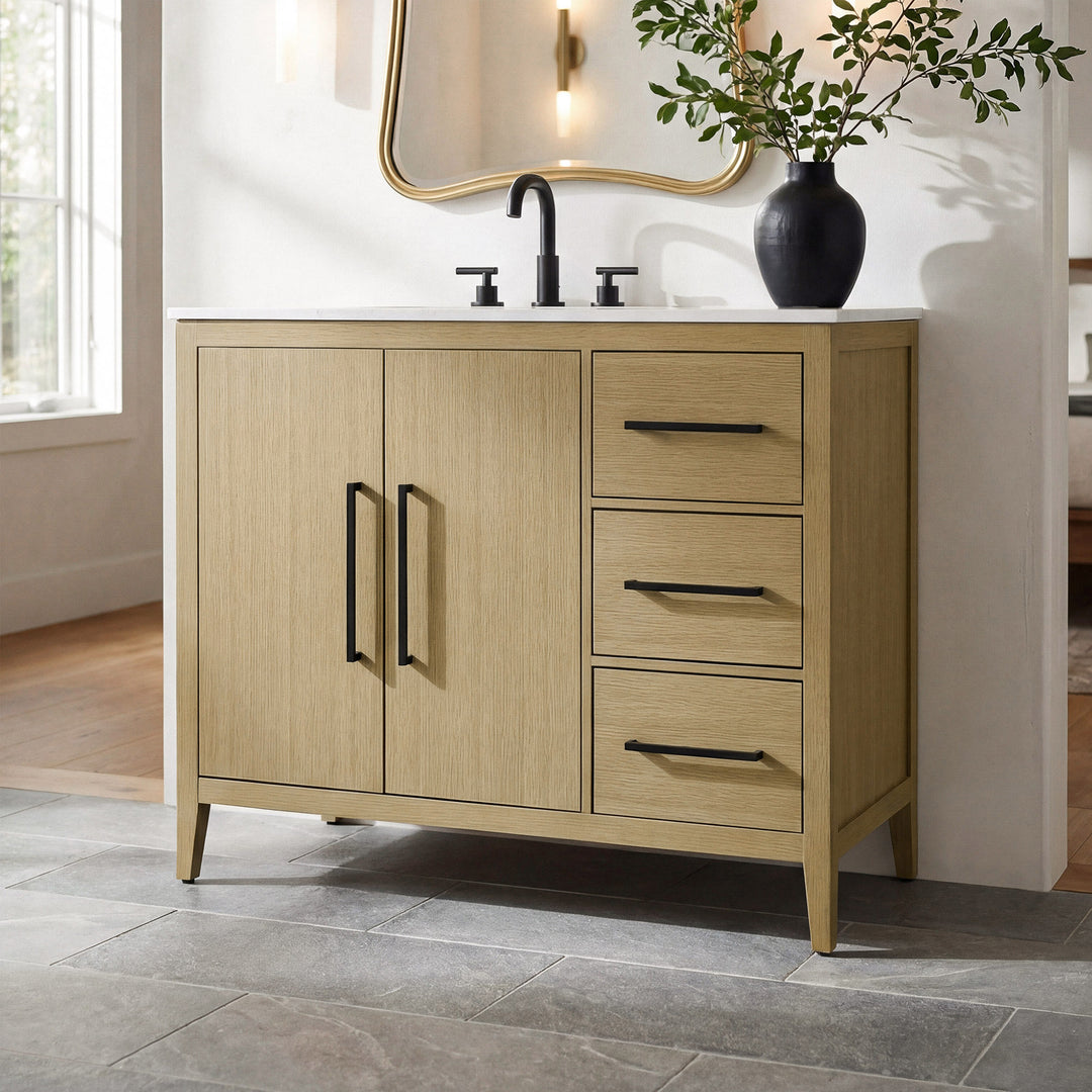 42 Inch Single Bathroom Vanity In Honey Brown Honey Brown Finish - KITCHEN & BATH by Joshua Marshal