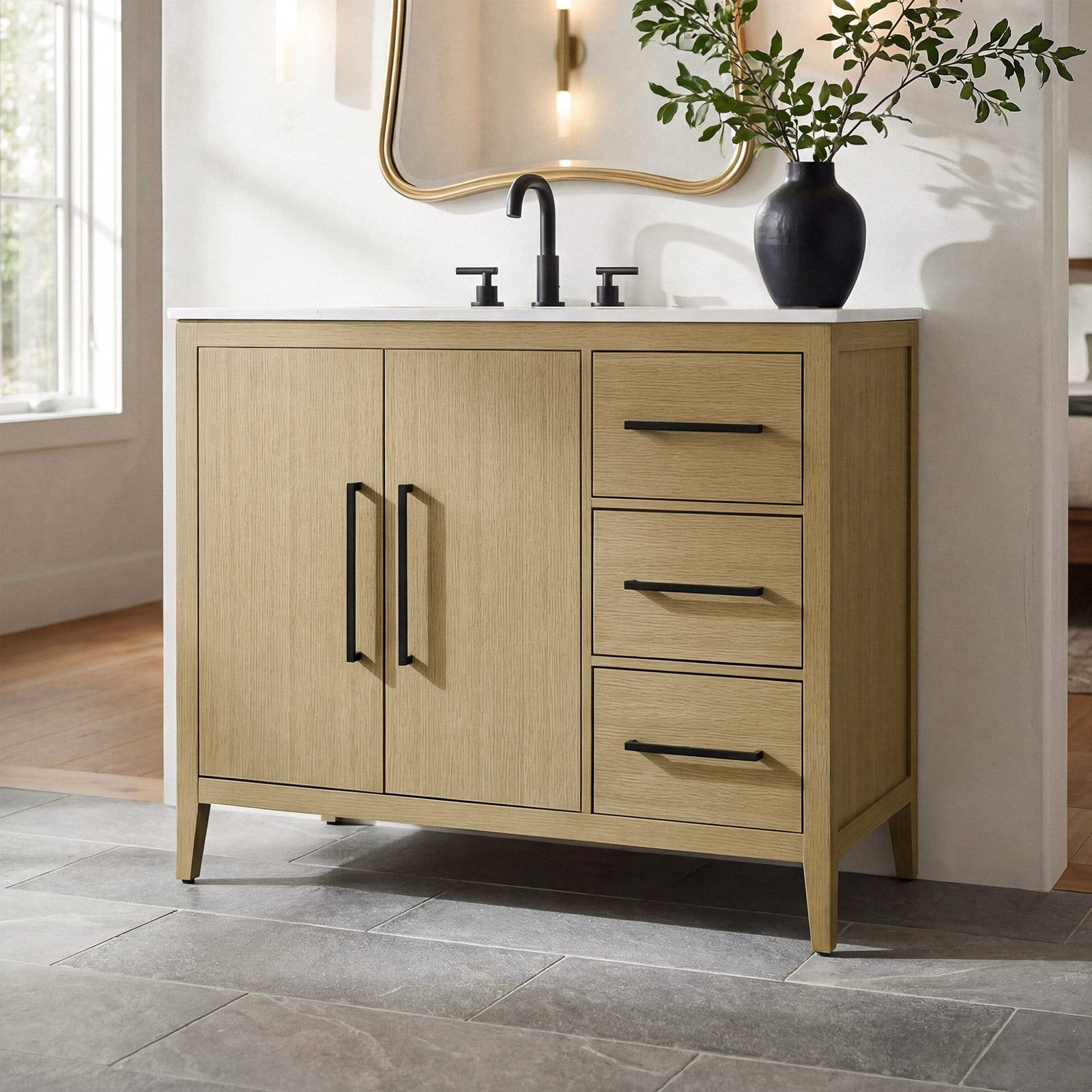 42 Inch Single Bathroom Vanity In Honey Brown Honey Brown Finish - KITCHEN & BATH by Joshua Marshal