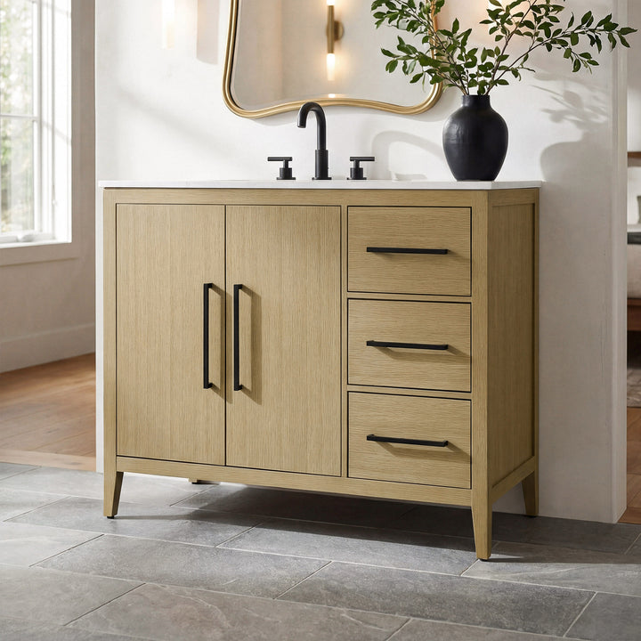 42 Inch Single Bathroom Vanity In Honey Brown Honey Brown Finish - KITCHEN & BATH by Joshua Marshal