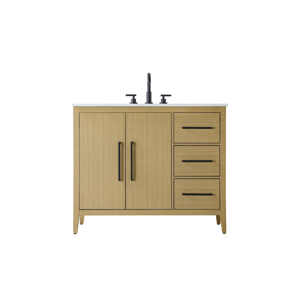 42 Inch Single Bathroom Vanity In Honey Brown - View 3 - Joshua Marshal
