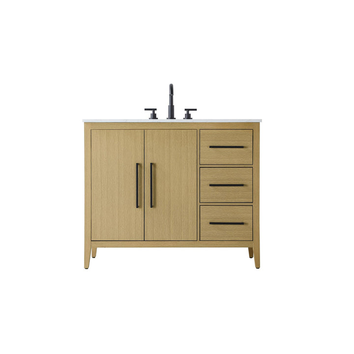 42 Inch Single Bathroom Vanity In Honey Brown - View 3 - Joshua Marshal