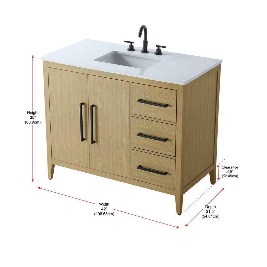 42 Inch Single Bathroom Vanity In Honey Brown - View 4 - Joshua Marshal