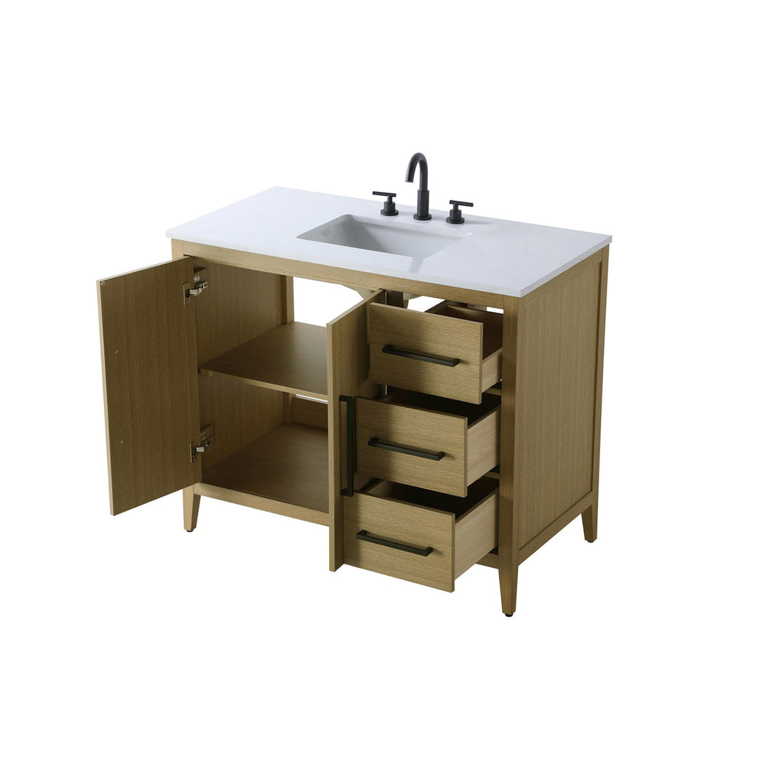 42 Inch Single Bathroom Vanity In Honey Brown - View 5 - Joshua Marshal