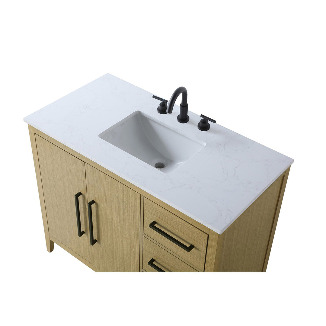 42 Inch Single Bathroom Vanity In Honey Brown - View 6 - Joshua Marshal