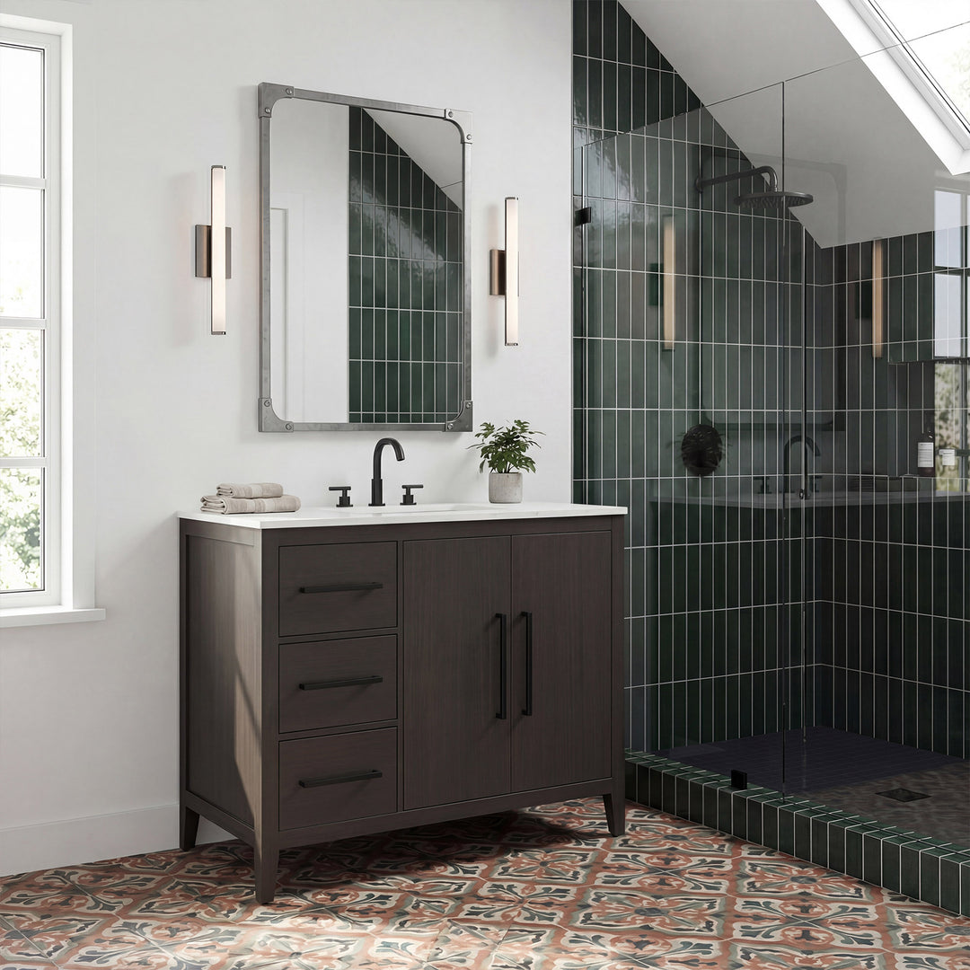 42 Inch Single Bathroom Vanity In Mocha Brown - View 2 - Joshua Marshal