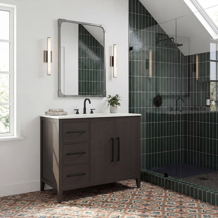 42 Inch Single Bathroom Vanity In Mocha Brown - View 2 - Joshua Marshal