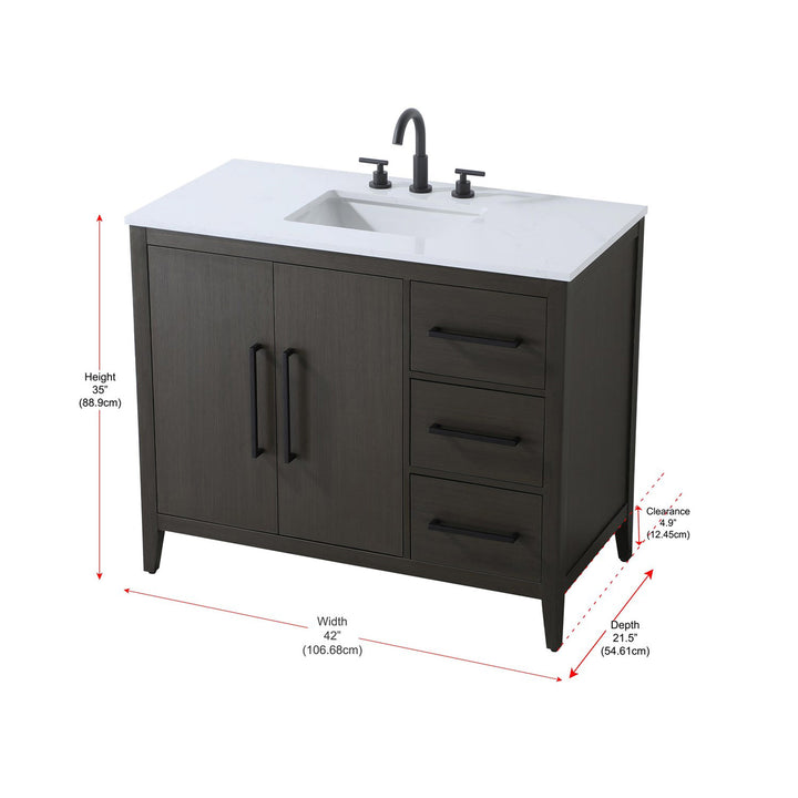 42 Inch Single Bathroom Vanity In Mocha Brown - View 4 - Joshua Marshal