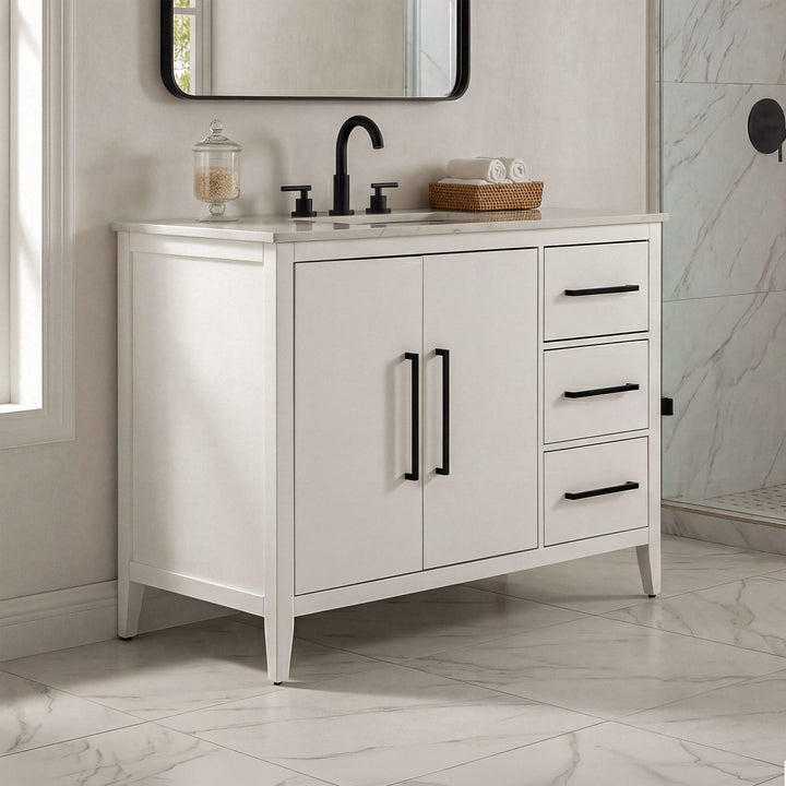 42 Inch Single Bathroom Vanity In White White Finish - KITCHEN & BATH by Joshua Marshal