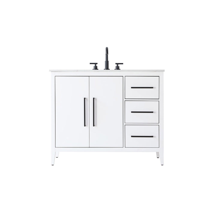 42 Inch Single Bathroom Vanity In White - View 3 - Joshua Marshal