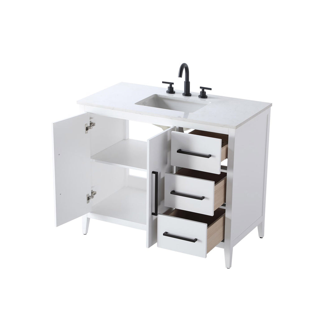 42 Inch Single Bathroom Vanity In White - View 5 - Joshua Marshal