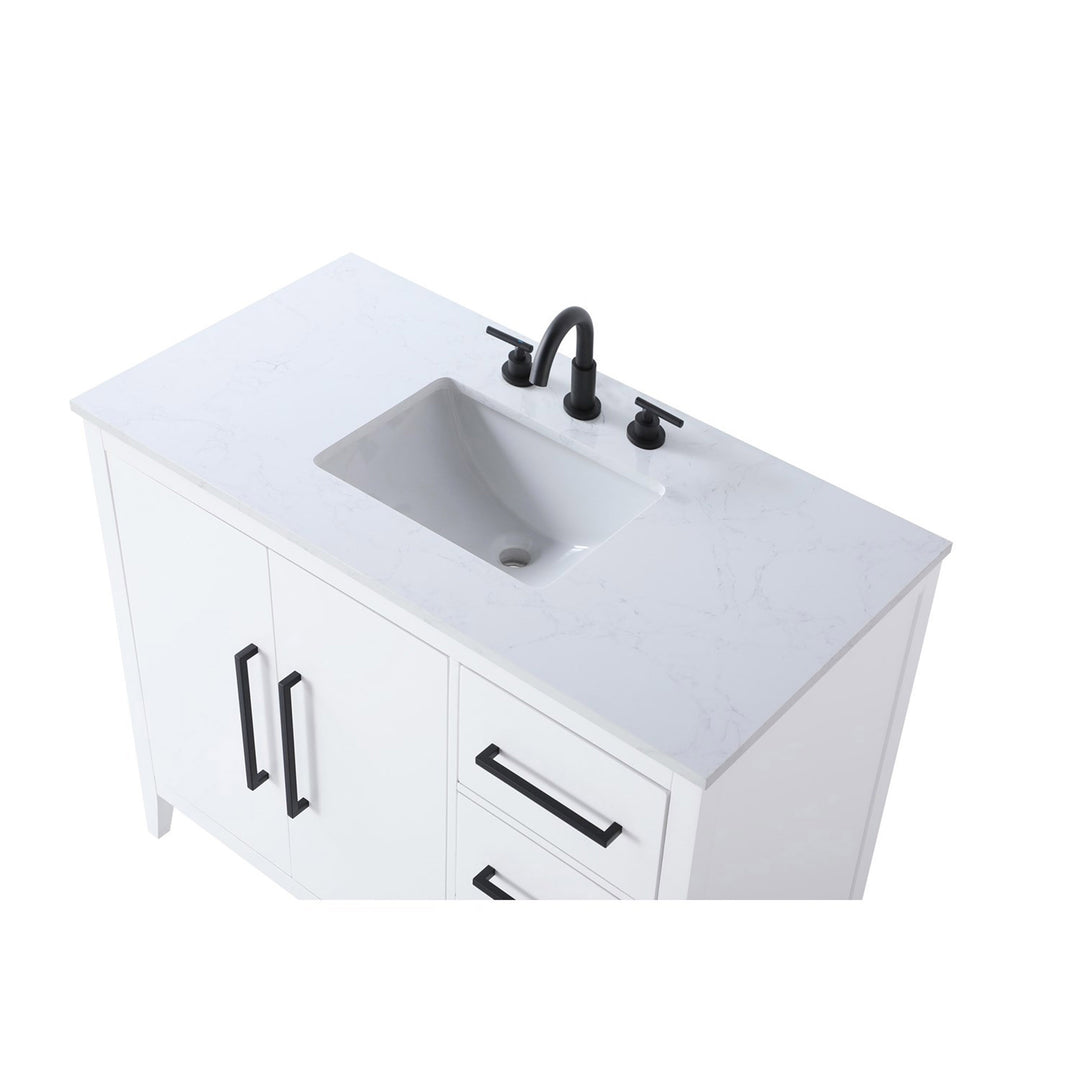 42 Inch Single Bathroom Vanity In White - View 6 - Joshua Marshal