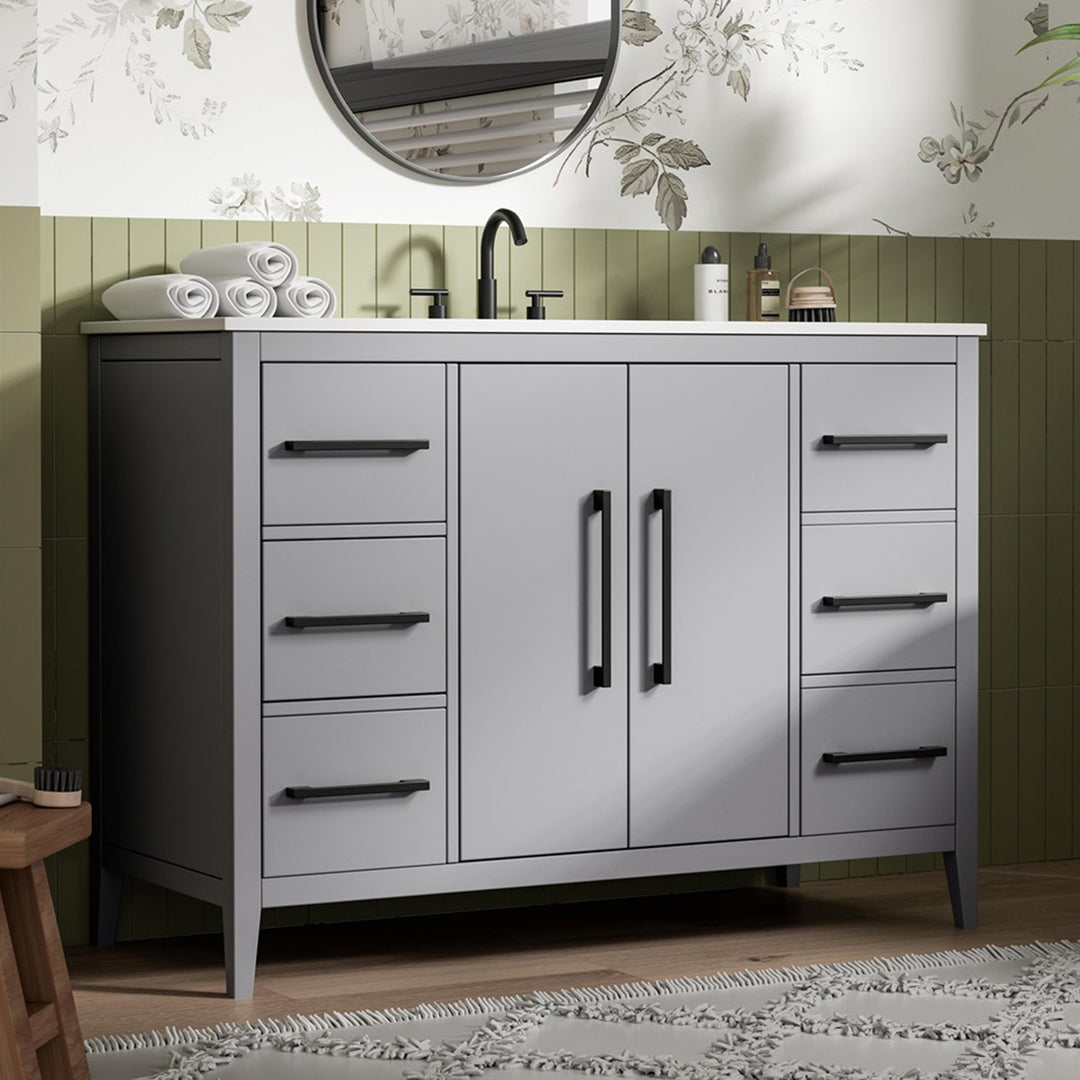 48 Inch Single Bathroom Vanity In Grey Grey Finish - KITCHEN & BATH by Joshua Marshal