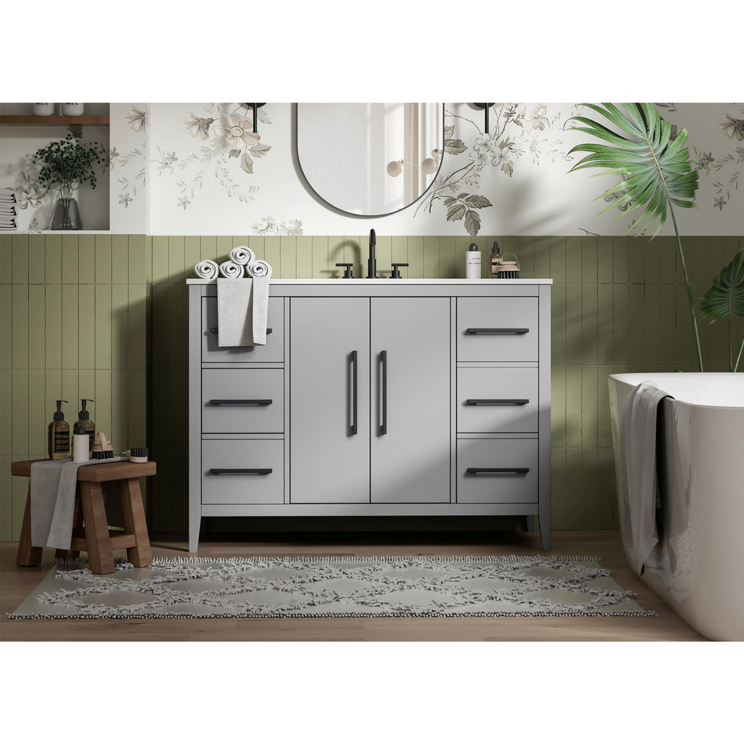 48 Inch Single Bathroom Vanity In Grey - View 2 - Joshua Marshal