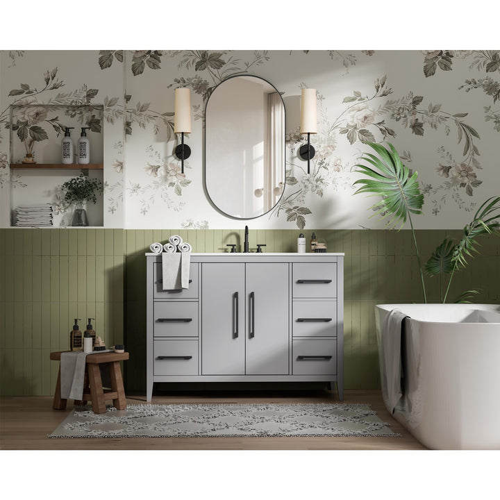 48 Inch Single Bathroom Vanity In Grey - View 3 - Joshua Marshal