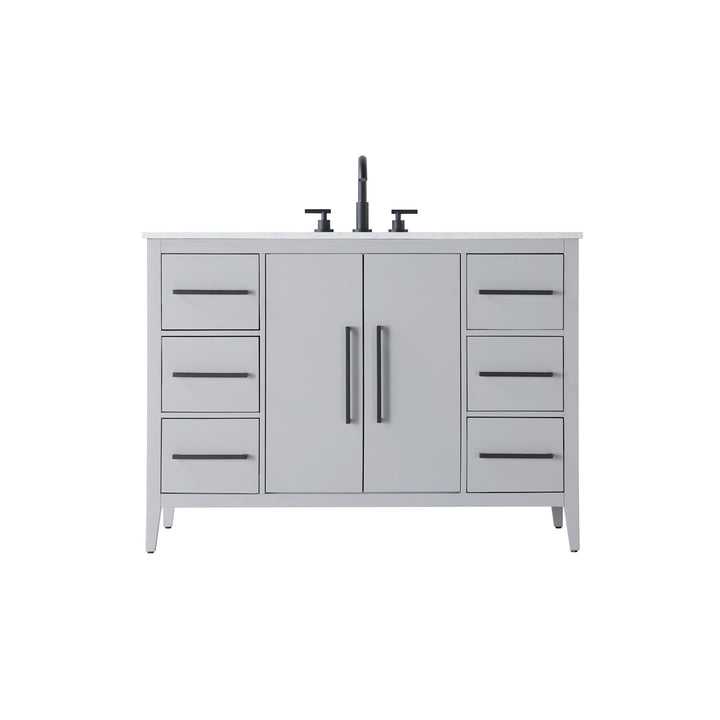 48 Inch Single Bathroom Vanity In Grey - View 4 - Joshua Marshal