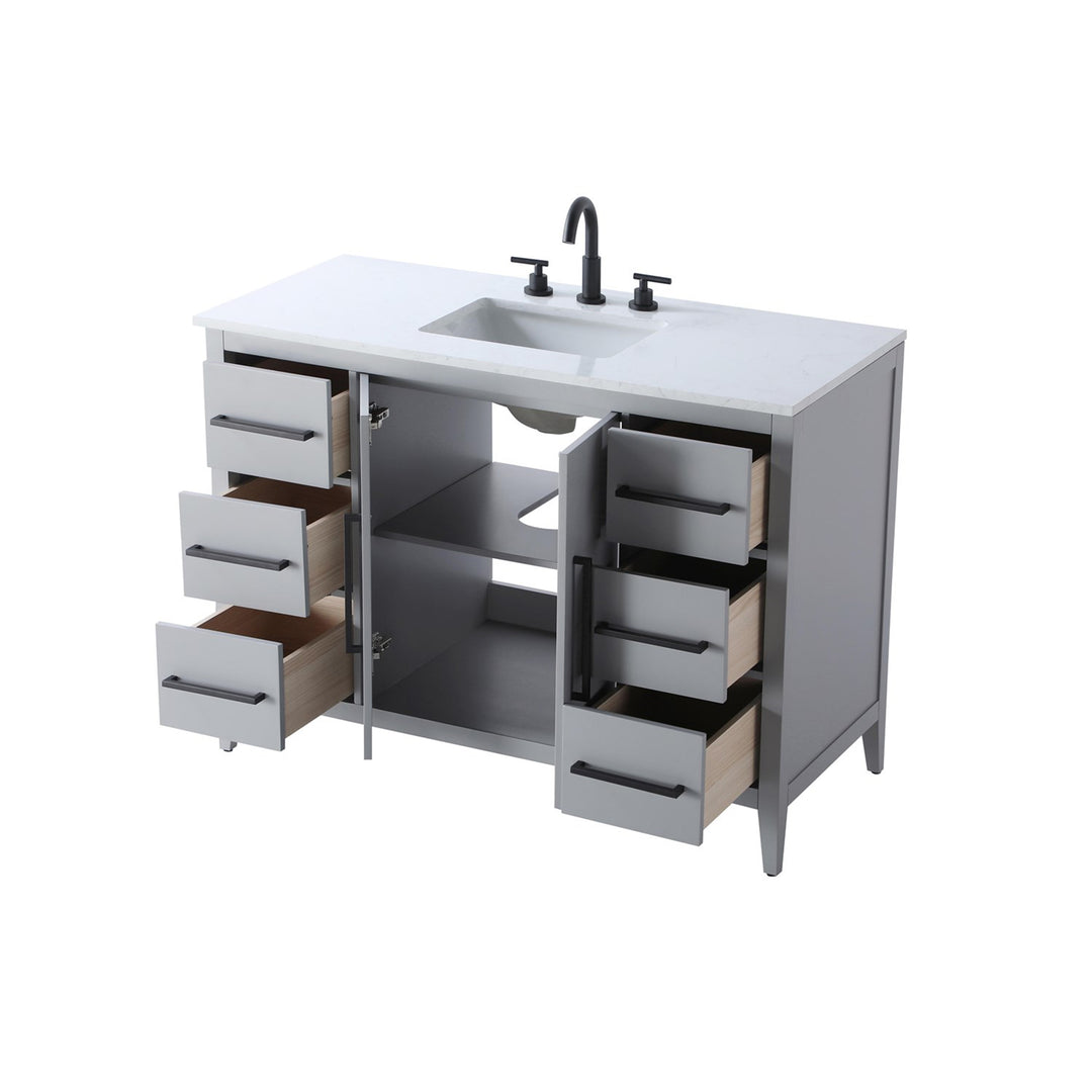 48 Inch Single Bathroom Vanity In Grey - View 5 - Joshua Marshal