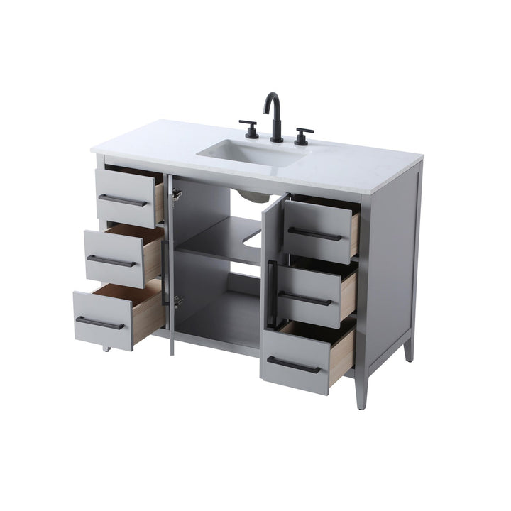 48 Inch Single Bathroom Vanity In Grey - View 5 - Joshua Marshal